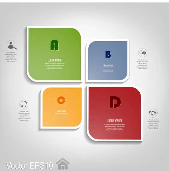 Modello moderno di scatole numerate — Vettoriale Stock