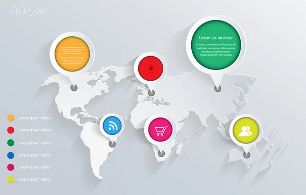 Světová mapa obrázku a infografiky šablona návrhu — Stockový vektor