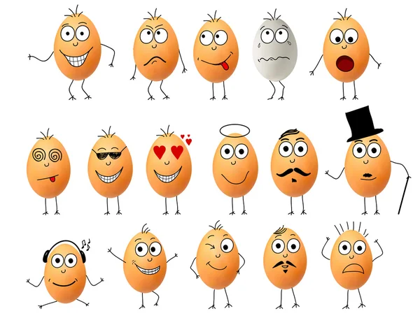 Verzameling van grappige eieren — Stockvector