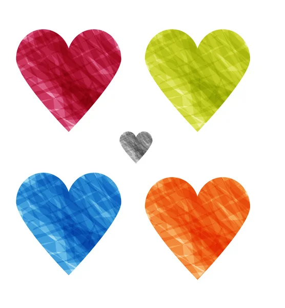 Quatre cœurs colorés — Image vectorielle