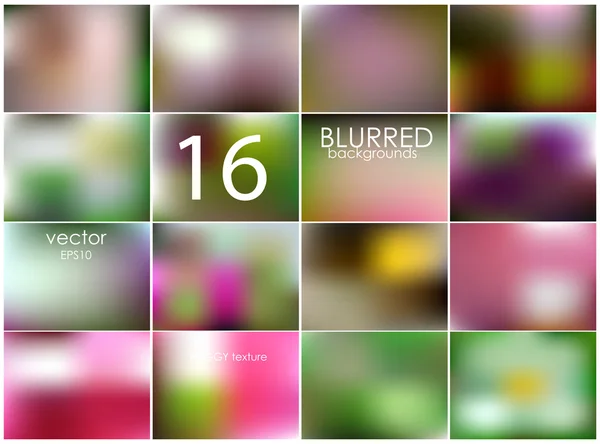 Set of 16 different blurred backgrounds — Stock Vector
