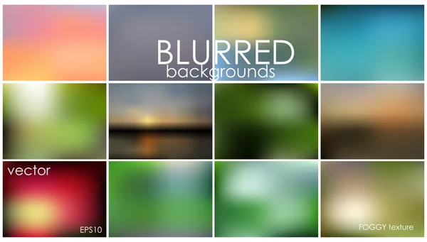 Set of 12 different blurred backgrounds — Stock Vector