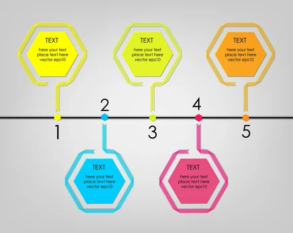 Linha do tempo de design de fita hexágono — Vetor de Stock