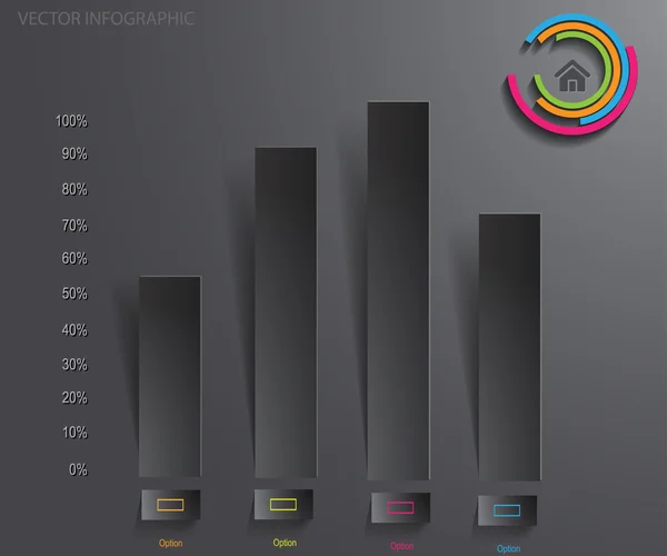 Abstracte 3d zwart papier infographics — Stockvector