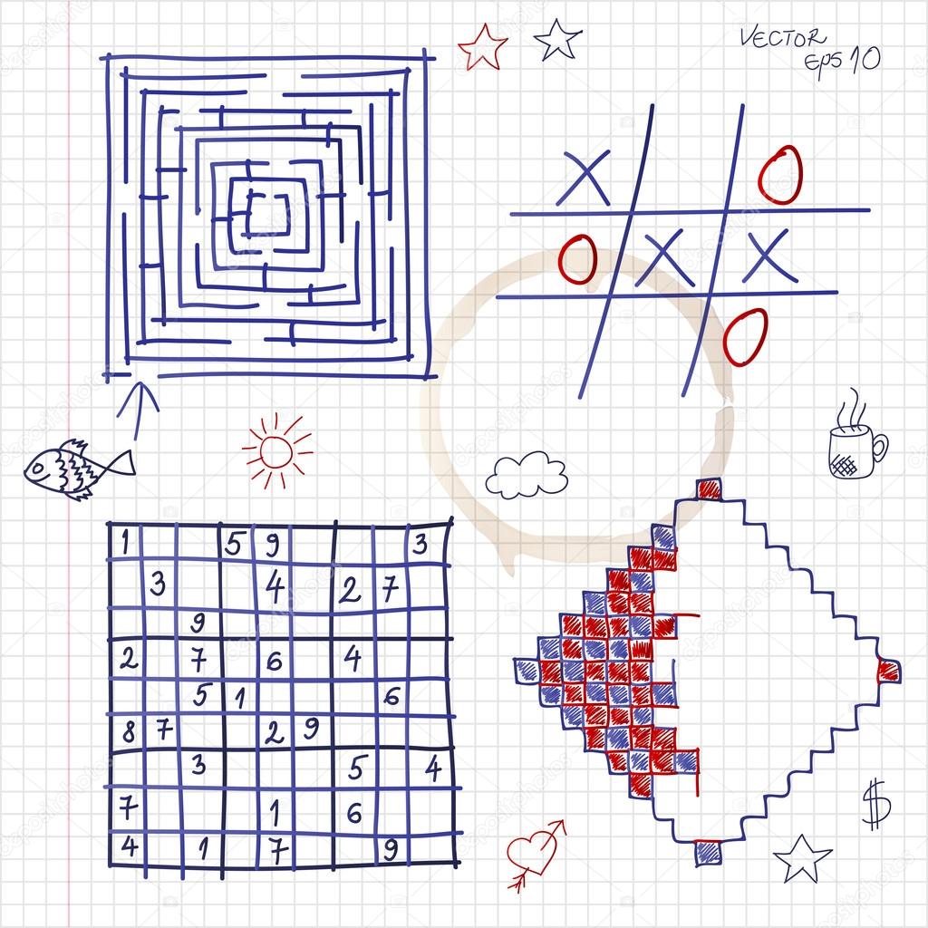 Hand drawn games in notepad