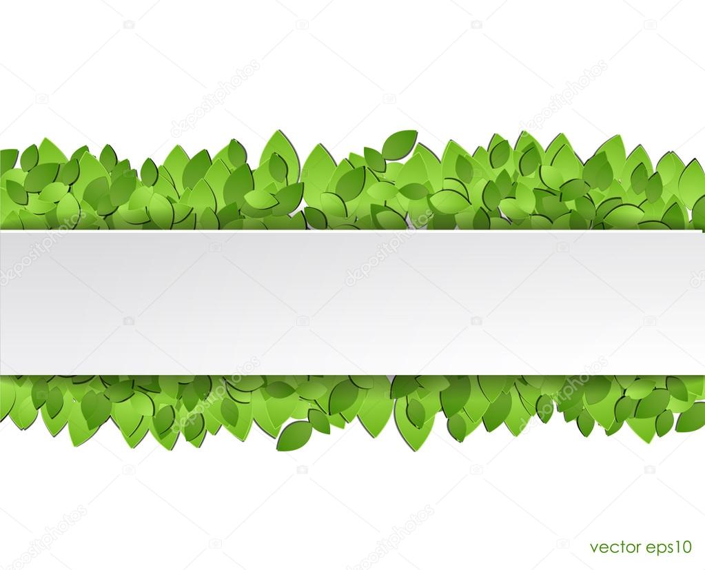 Paper green leaves with white sticker