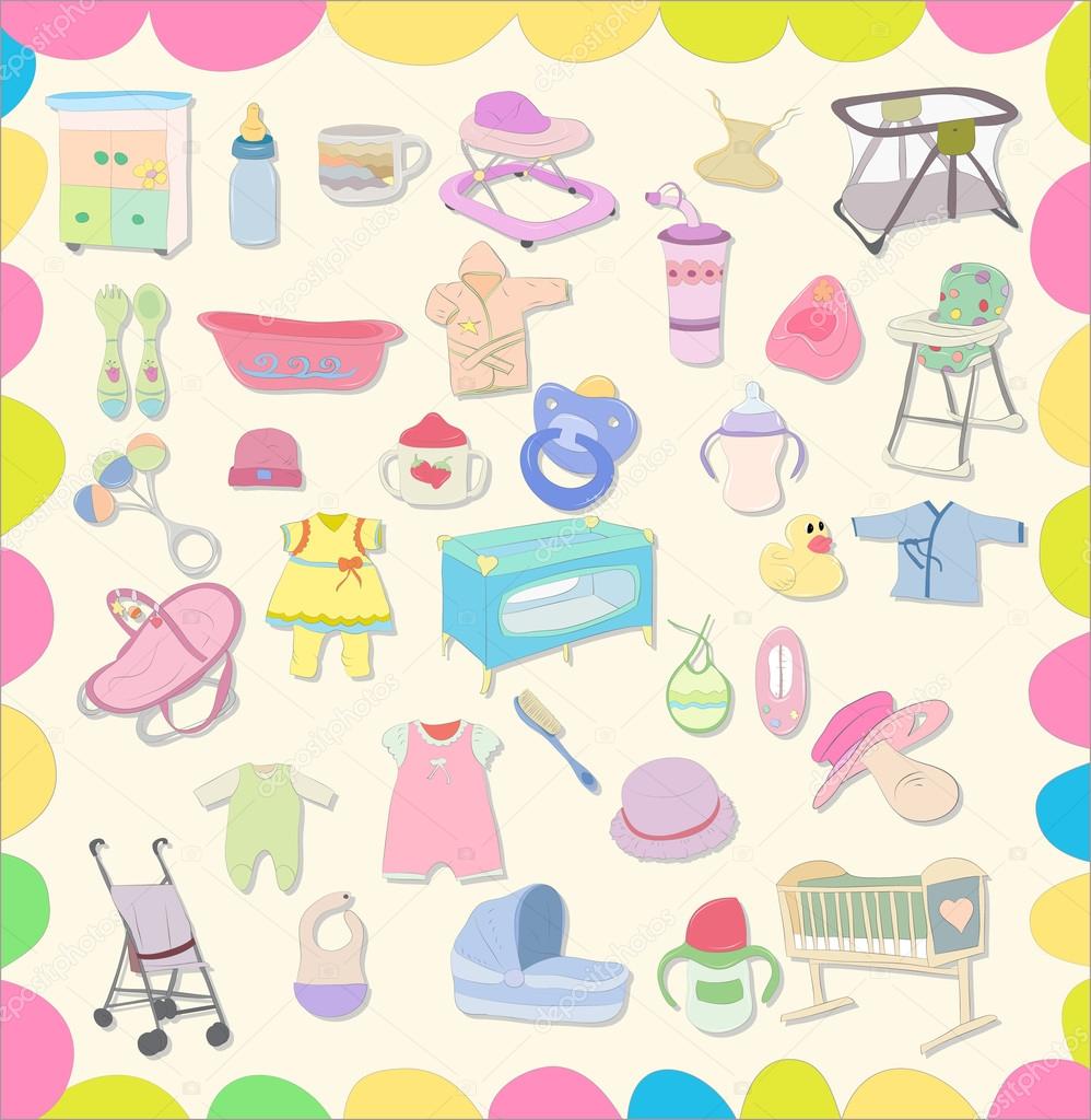 Set of baby items