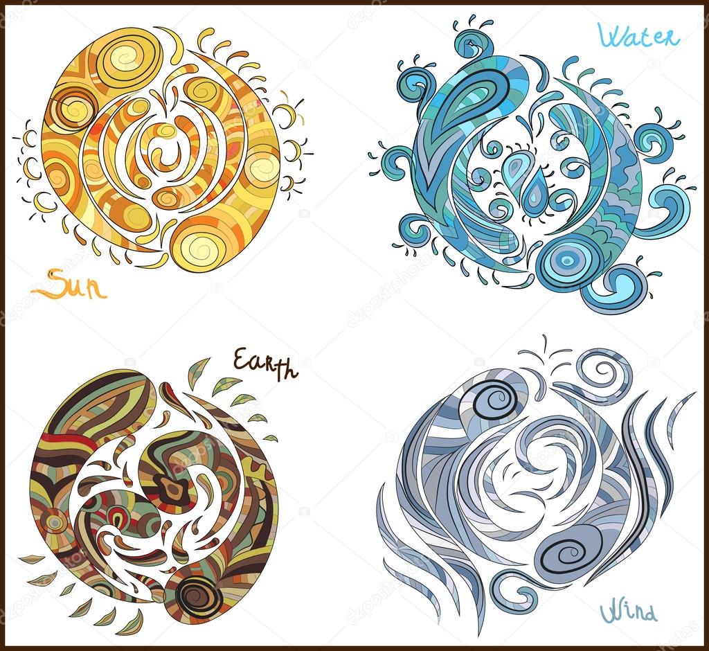 Hand drawn four elements — Stock Vector © gordanas 70092027