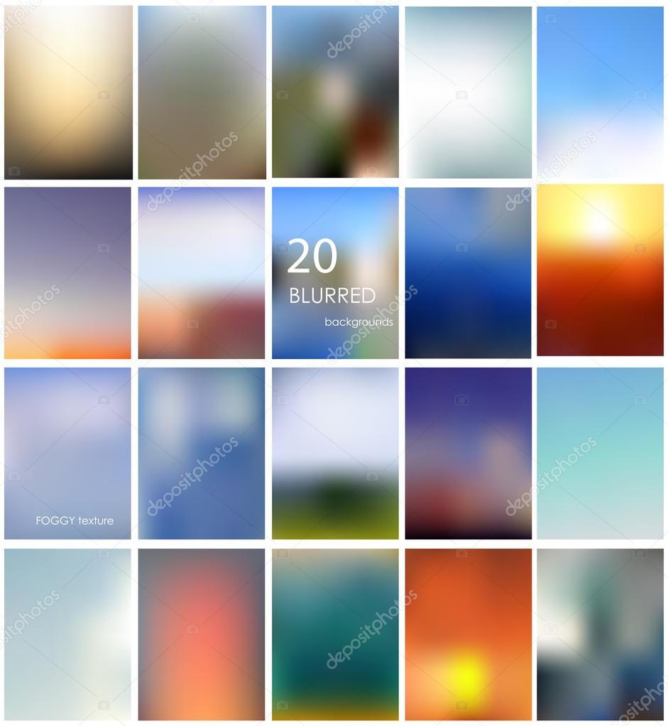 Set of 20 different blurred backgrounds