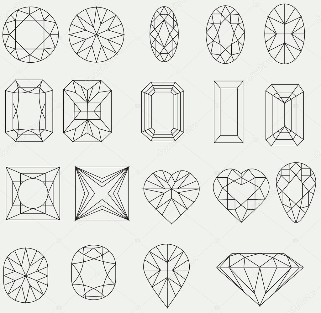 Set of diamond design elements