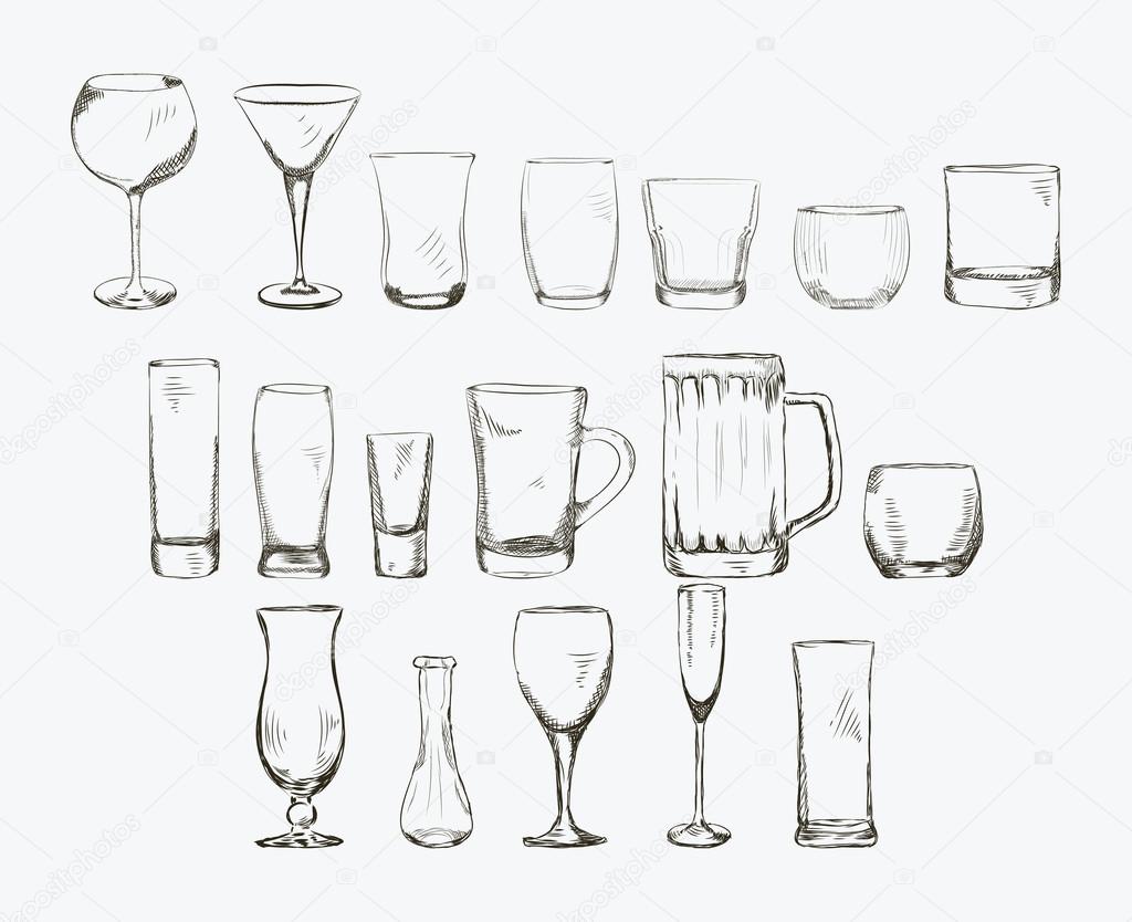 Set of different glass