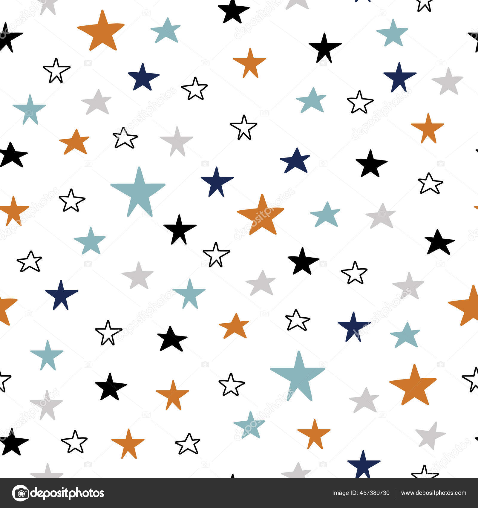 无缝隙的童装图案手绘彩星背景为白色培养背景服装包装用的流行婴儿矢量纹理 图库矢量图像 C Yulia337
