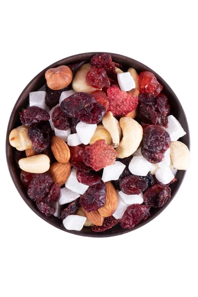 Dried Fruit Nuts Plate Snacks Beer Isolated White — Stock Photo, Image
