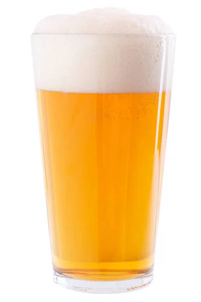 Pinte Verre Bière Légère Isolé Sur Blanc — Photo