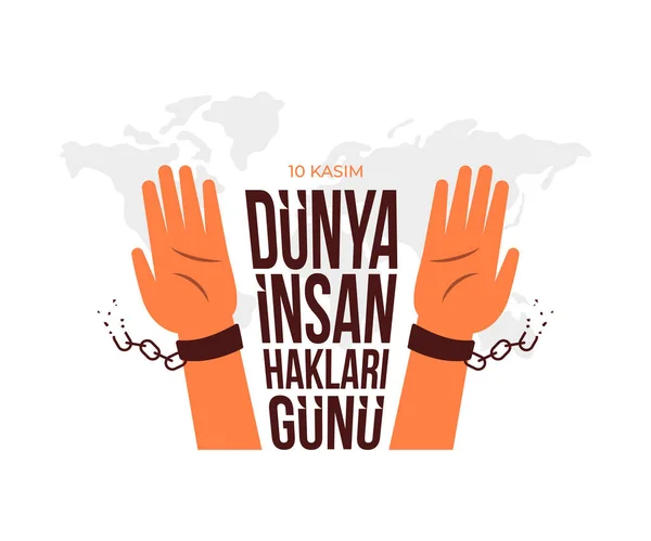 Aralik Insan Haklari Gunu Traduzione Dicembre Giornata Mondiale Dei Diritti — Vettoriale Stock