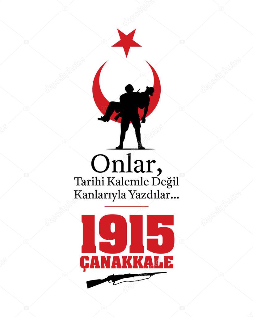18 mart, canakkale zaferi ve sehitleri anma gunu, vector illustration. English translation ; (18 March, Canakkale Victory Day and martyrs Memorial Day Turkey celebration card.)