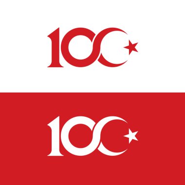 100. Yil logo tasarm. Çevirisi: 100 yıllık logo tasarımı. vektör