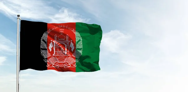 Afghanistan Flag Blue Sky Horizontal Panoramic Banner — Stock Photo, Image