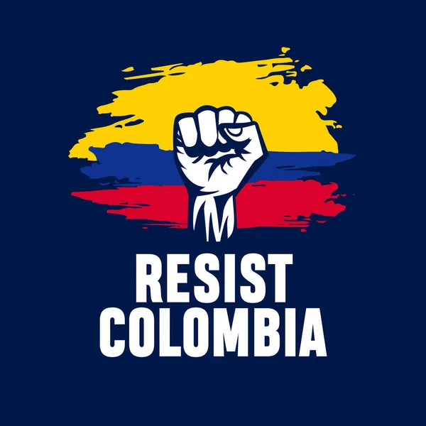 Resiste Bandera Colombiana Colombia Fondo Protesta Motín Violencia Crisis Económica — Vector de stock