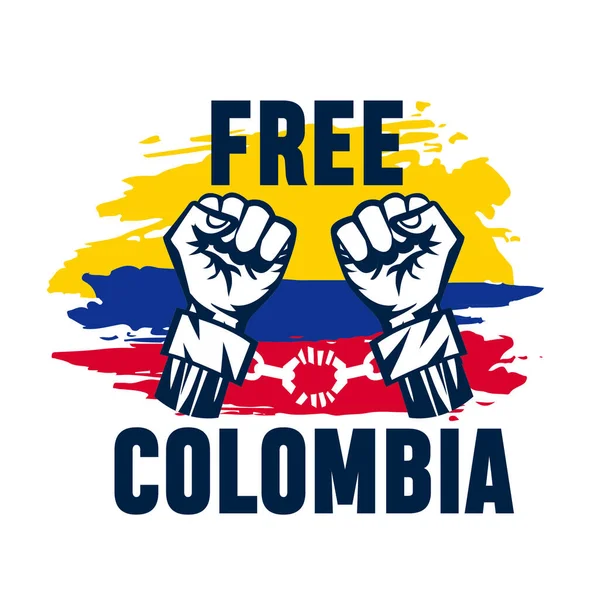 Colombia Libre Bandera Colombiana Fondo Protesta Motín Violencia Crisis Económica — Vector de stock