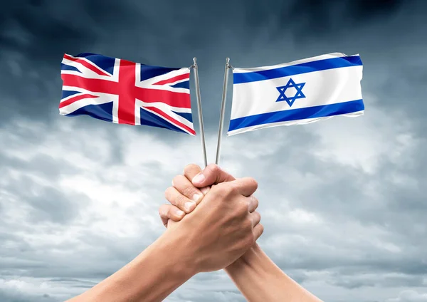 Флаг Англии Израиля Союзников Дружественных Стран Единство Сплоченность Рукопожатие Поддержка — стоковое фото