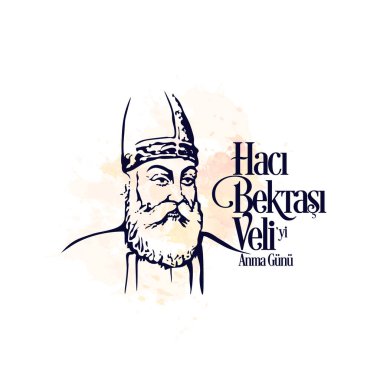 Hacı Bektaşi Veli Anma Günü (1209-1271) el çizimi portre vektörü.