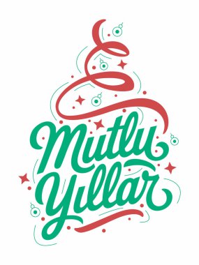 Mutlu Yillar Tipografik Yeni Yil Tasarimi. Çeviri: Mutlu Yıllar Typographic Tatil Tasarımı