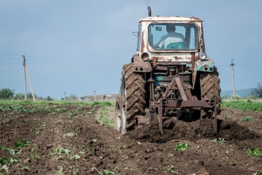 Traktör otlar ploskorez geçer