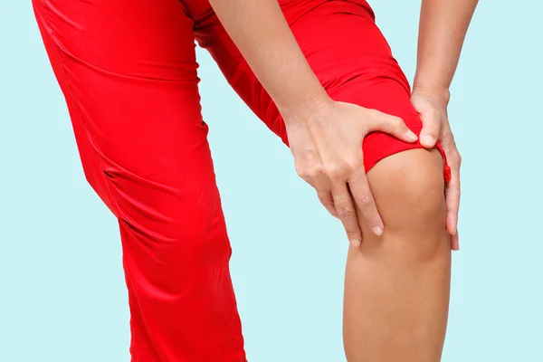 Woman having knee pain — Stock Photo, Image