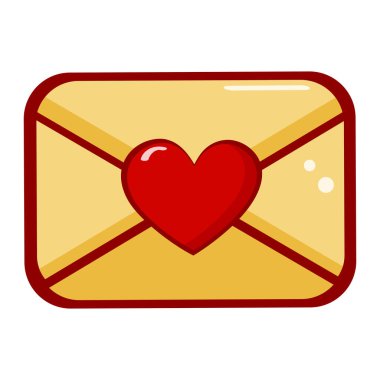 Kalp zarfı ikonu aşkı, sevgiyi ve romantik iletişimi simgeliyor. Sevgililer Günü için ideal ya da romantik duyguları dijital olarak ifade etmek için. Beyaz arkaplanda izole edilmiş vektör nesnesi.