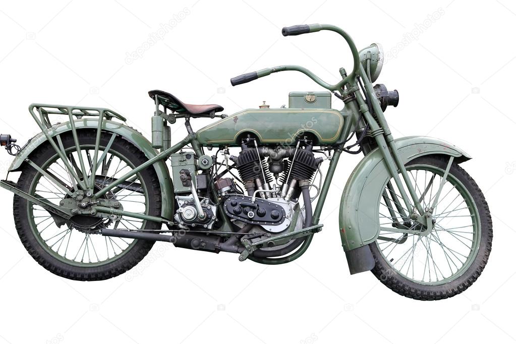 Retro Motorcycle isolated on white background with clipping path