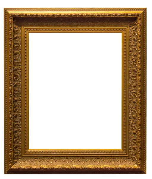 Gouden foto frames. Geïsoleerd op witte achtergrond — Stockfoto