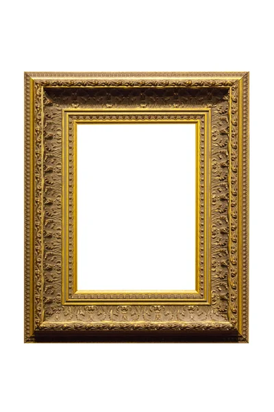 Gouden foto frames. Geïsoleerd op witte achtergrond — Stockfoto