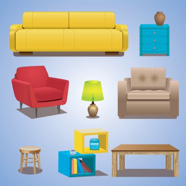 Mobilya vektör Icon set