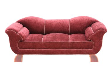 Red sofa, isolated on white background with clipping path clipart