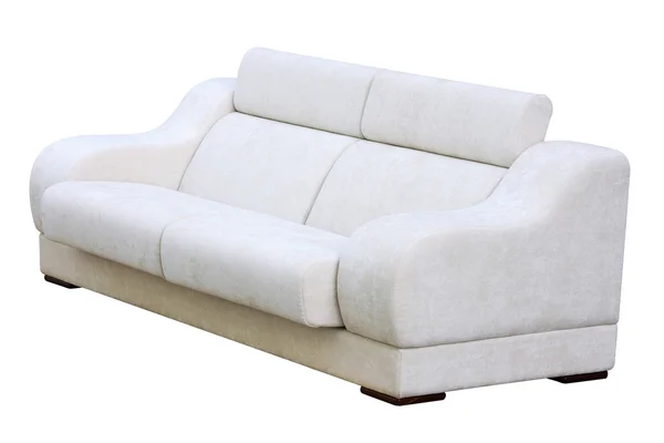 White sofa  isolated on white background with clipping path — Stock Photo, Image