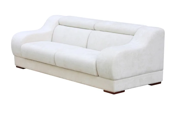 Белый диван на белом фоне с вырезкой пути — стоковое фото