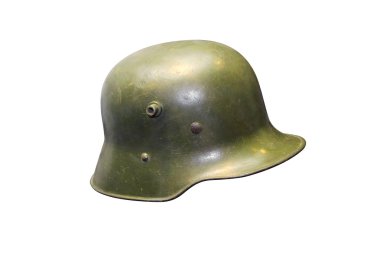 Alman ordusu kask İkinci Dünya Savaşı dönemi. Beyaz bir arka plan üzerinde