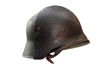 Alman ordusu kask İkinci Dünya Savaşı dönemi. Beyaz bir arka plan üzerinde