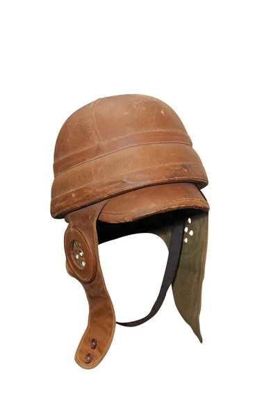 Retro aviator pilot leather helmet. Vintage object. Illustration Isolated on white — Stock Photo, Image