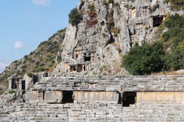 Türkiye demre antik Likya myra kaya mezar kalıntıları