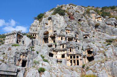 Türkiye demre antik Likya myra kaya mezar kalıntıları