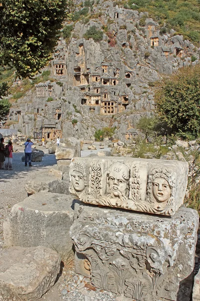 Antiche rovine della tomba rupestre di Myra in Turchia Demre — Foto Stock