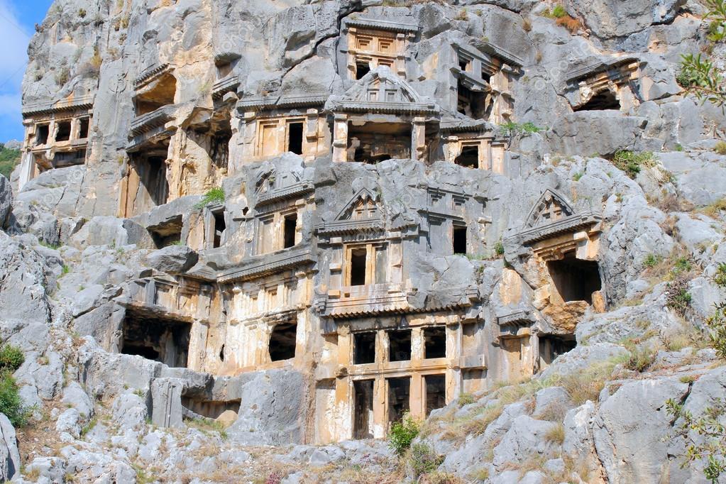 Tumba de roca de myra Licia antigua ruinas de Turquía demre — Foto de