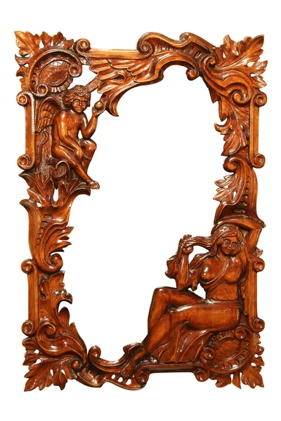 Carved wooden ancient frame — Stock Photo, Image