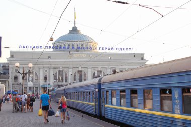 Odessa, Ukrayna - 26 Temmuz 2015: Odessa tren istasyonu. Odessa olduğunu