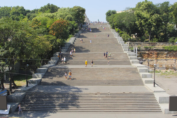 Odessa, Ukraine - July 26, 2015: View of the Potemkin steps in O