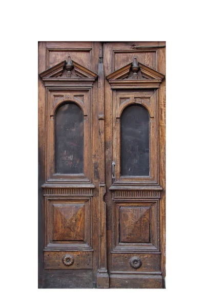 Старая деревянная дверь на улицах Львова — стоковое фото