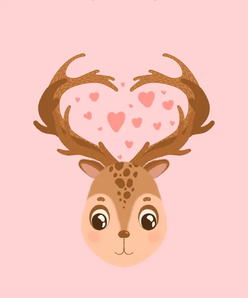 Cute Deer Horns Form Heart Deer Drawing Hearts Drawing Valentine — Stock Photo, Image