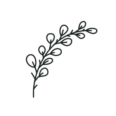 Ağaç yaprakları. Yapraklı dal. Güzel karalama stili elementler. İskandinav tarzında çizim. Parmak izleri ve çocuk tekstil resimleri